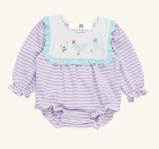 Country Chicken Striped Embroidered Bubble